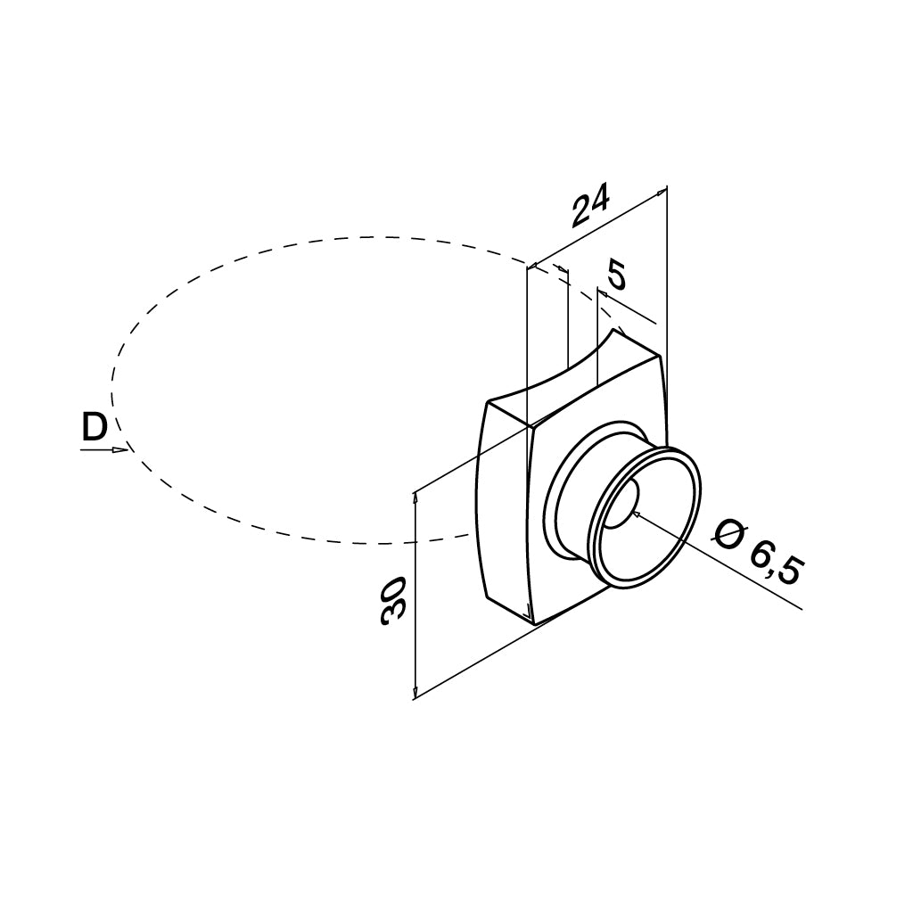 Q-railing Adapteris prie vamzdžio MOD 0785 vamzdžiui Ø42,4x2 mm, ner. plienas AISI 316, šlifuotas pav.