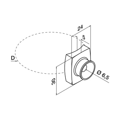 Q-railing Adapteris prie vamzdžio MOD 0785 vamzdžiui Ø48,3x2 mm, ner. plienas AISI 316, šlifuotas pav.