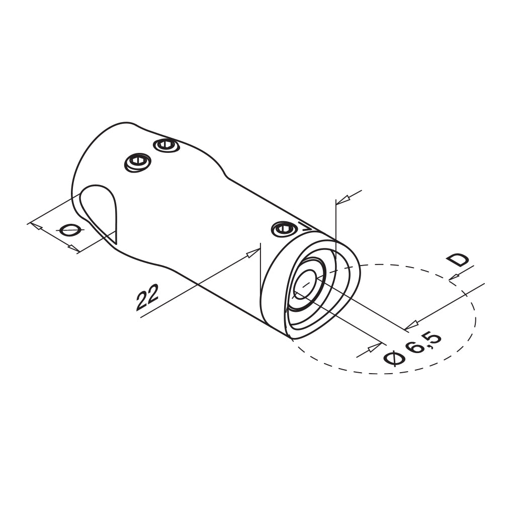 Q-railing Jungiamasis kampinis skersinio laikiklis prie vamzd. MOD 0834 vamzdžiui Ø48,3x2 mm, ner. plienas AISI 316, šlifuotas pav.