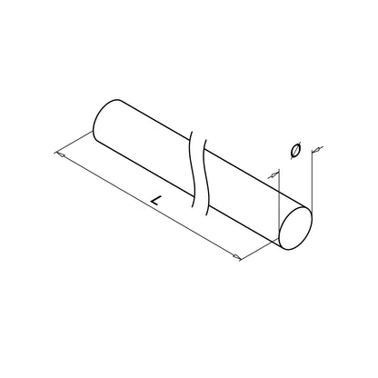 Q-railing vamzdis MOD 1900 Ø12 mm, 1 mm, 5000 mm, ner. plien. AISI316, šlifuotas pav.