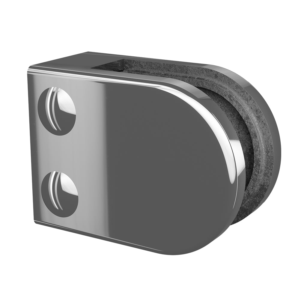 Q-railing stiklo laikiklis prie stačiakampio vamzdžio MOD 2500 ner. plienas AISI 316, poliruotas blizgus pav.