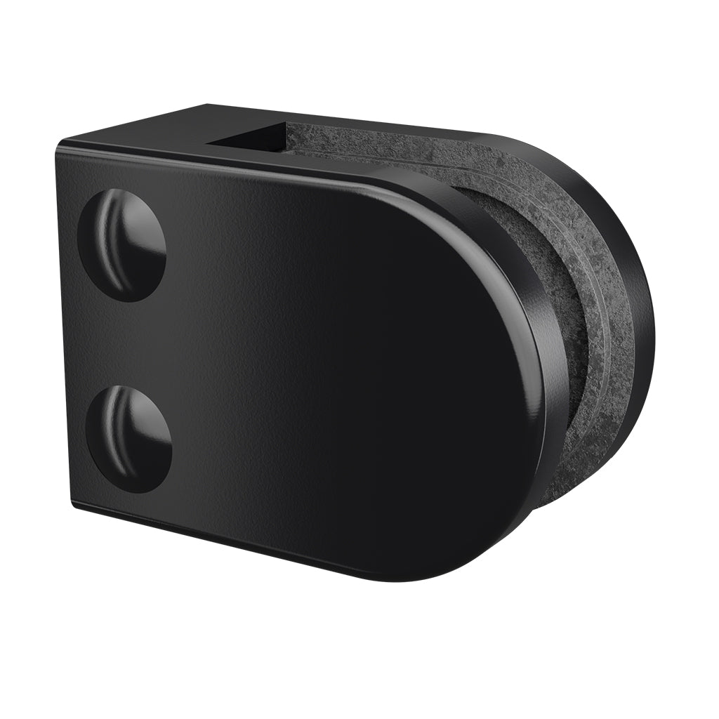 Q-railing stiklo laikiklis prie stačiakampio vamzdžio MOD 2500 ner. plienas AISI 316, paviršius juoda RAL 9005