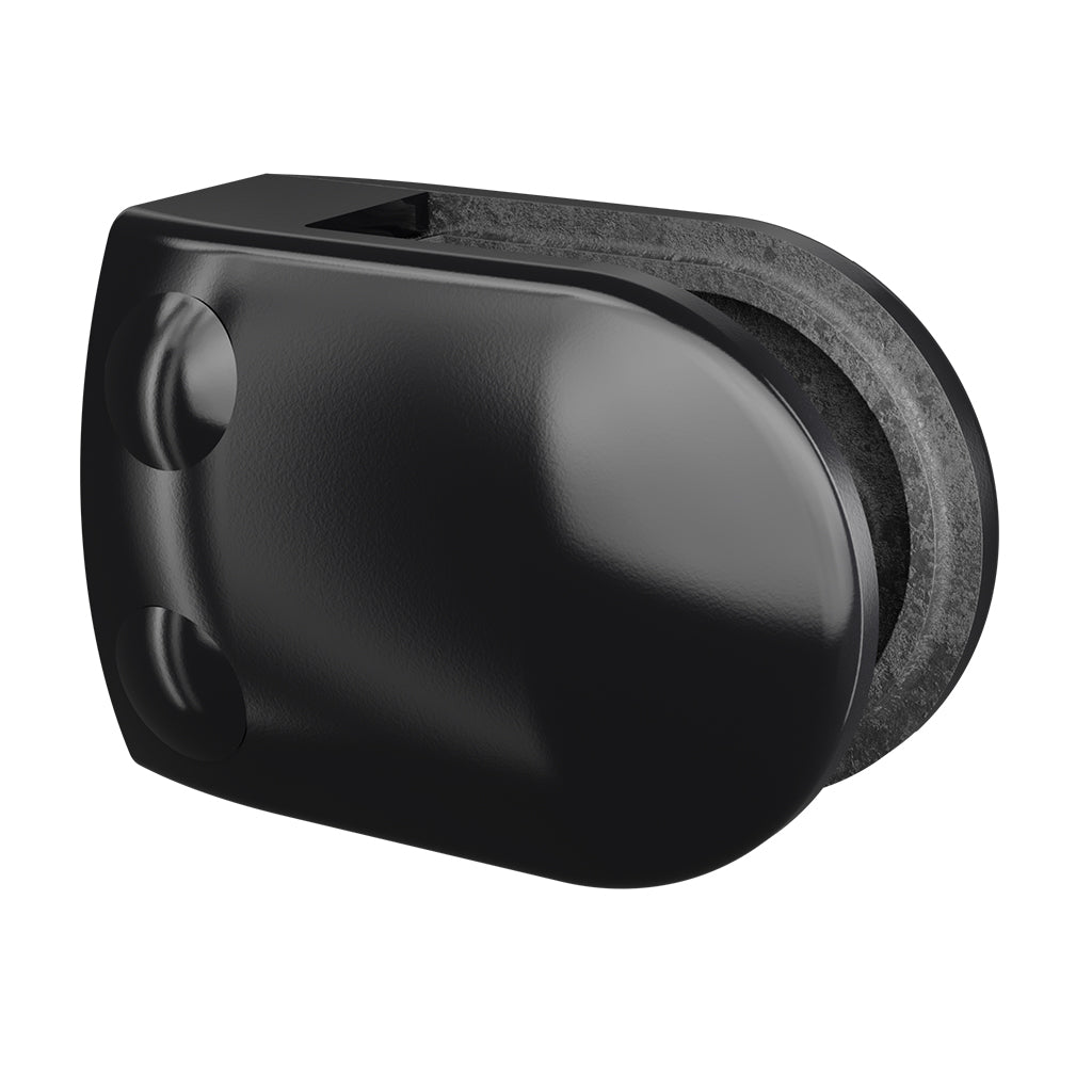 Q-railing stiklo laikiklis prie stačiakampio vamzdžio MOD 2800 ner. plienas AISI 316, paviršius juoda RAL 9005