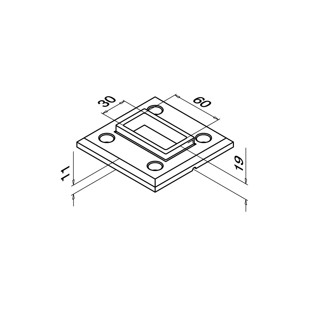 Q-railing suvirinimo flanšas Square Line 60×30 mm MOD 3503