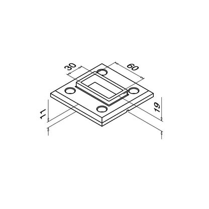 Q-railing suvirinimo flanšas Square Line 60×30 mm MOD 3503