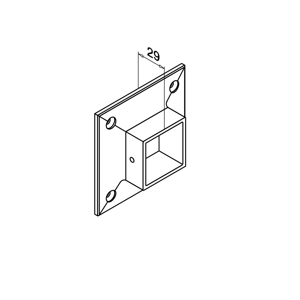 Q-railing Porankio 40x40 laikiklis prie sienos (flange) MOD 4505 ner. plien. AISI316 šlifuotas pav.
