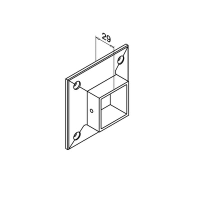 Q-railing Porankio 40x40 laikiklis prie sienos (flange) MOD 4505 ner. plien. AISI316 šlifuotas pav.