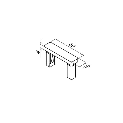 Q-railing plokščia aklė 40x10 mm MOD 4732 ner. plien. AISI316, šlifuotas pav.