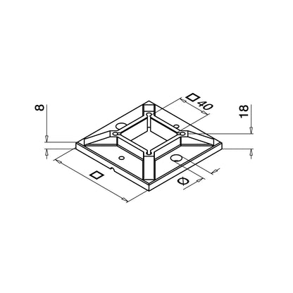 Q-railing Stovo tvirtinimo pagrindas, virinamas MOD 4940 ner. plien. AISI316