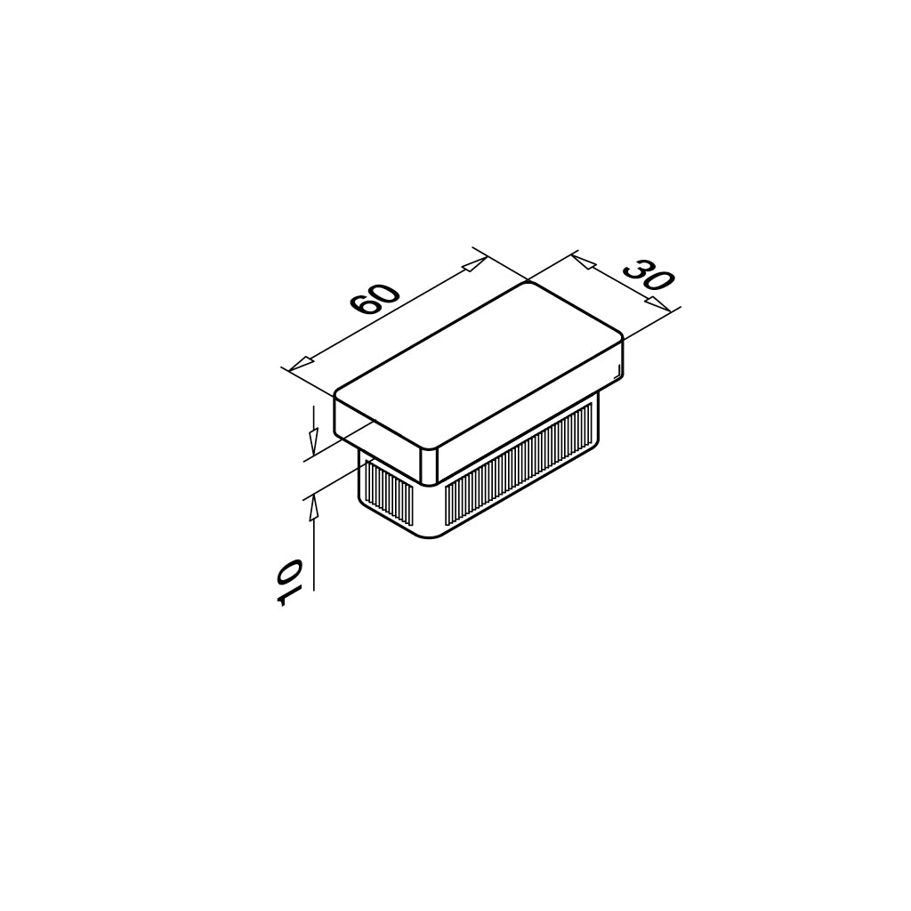 Porankio vamzdžio aklė MOD 5728 vamzdis: 60x30x2 mm, ner. plien. AISI316, šlifuotas pav.