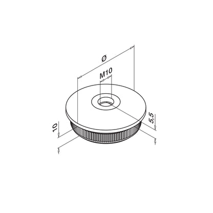 Q-railing aklė Easy Hit M10 MOD 5735 vamzdžiui: Ø42,4×2,6 mm, ner. plienas AISI 316, šlifuotas pav.
