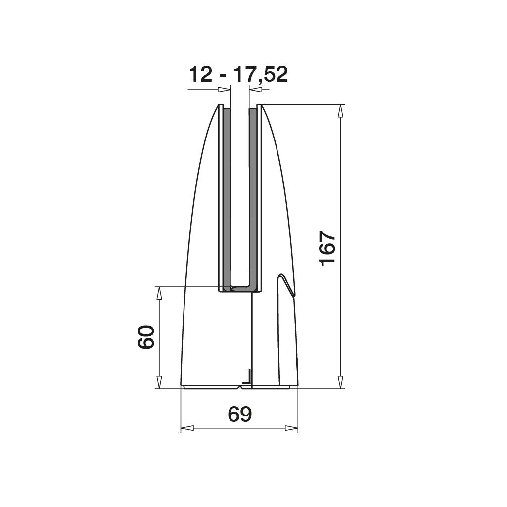 Q-railing EASY GLASS BASE apatinis stiklo laikiklis MOD 6000 ner. plien. AISI316, šlifuotas pav., poliruotas blizgus paviršius