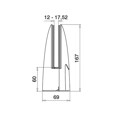 Q-railing EASY GLASS BASE apatinis stiklo laikiklis MOD 6000 ner. plien. AISI316, šlifuotas pav., poliruotas blizgus paviršius
