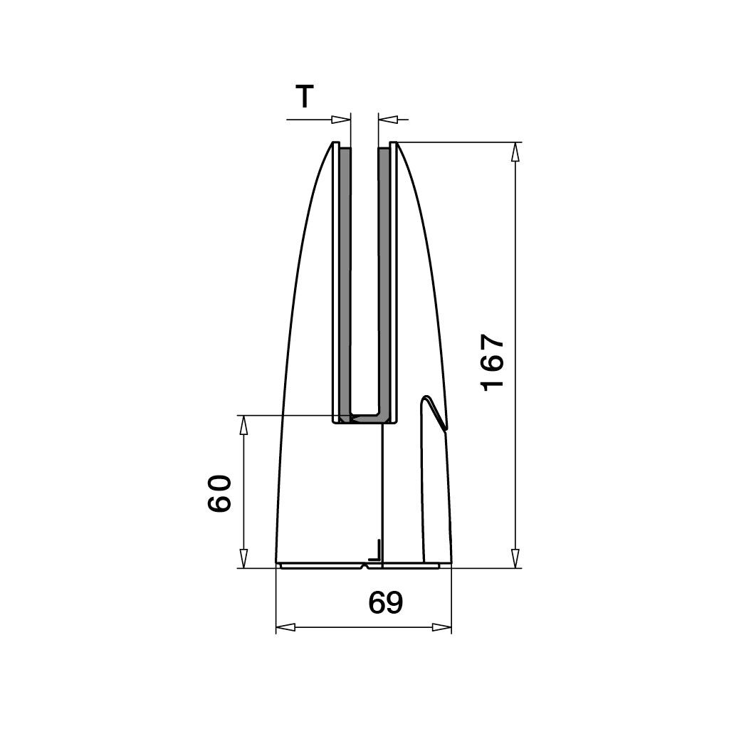 Q-railing EASY GLASS BASE apatinis stiklo laikiklis MOD 6000 ner. plien. AISI316, šlifuotas pav.
