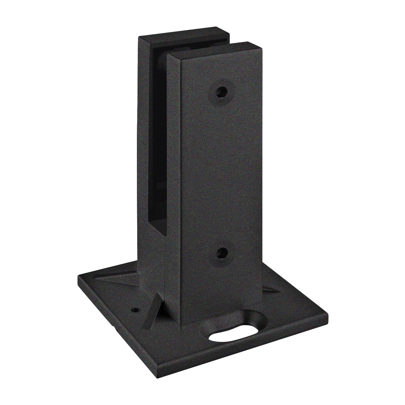 Q-railing EASY GLASS BASE apatinis stiklo laikiklis MOD 6200 ner. plien. AISI316, šlifuotas pav. pav. juodas (RAL 9005, textured surface, single layer)