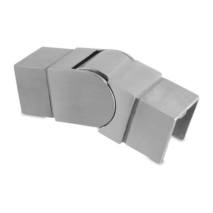 Q-railing Reguliuojama alkūnė, 25°-55° į apačią, porankiui montuojamam ant stiklo 40x40 MOD 6342 porankiui ant stiklo: Ø42.4 mm, ner. plien. AISI316, šlifuotas pav.