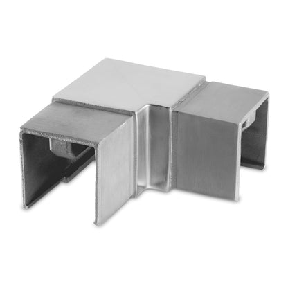 Q-railing Porankio ant stiklo 40x40 alkūnė MOD 6343 ner. plien. AISI316 šlifuotas pav.