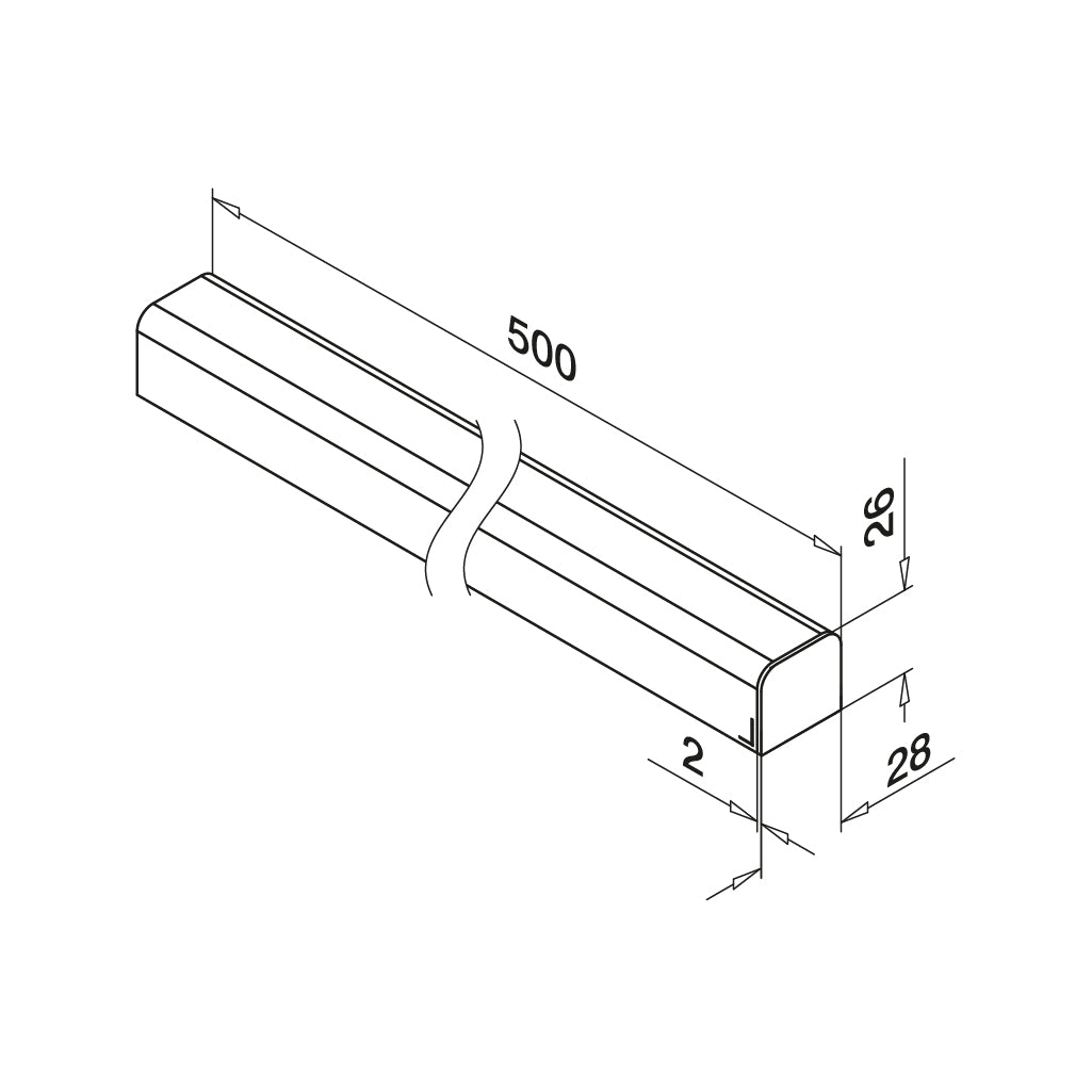 Q-railing porankio ant stiklo aklė MOD 6366 porankiui U=24 x 24 mm, ner. plien. AISI316, šlifuotas pav.