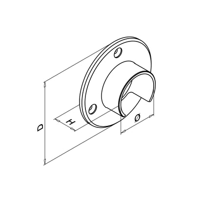Q-railing Porankio ant stiklo laikiklis prie sienos (flange) MOD 6505 porankiui ant stiklo Ø48.3 mm, ner. plien. AISI316, šlifuotas pav.
