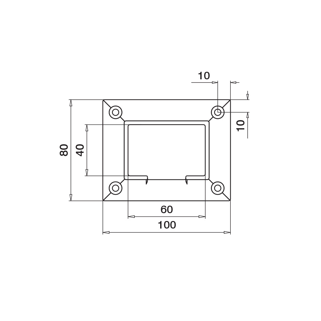 Q-railing Porankio ant stiklo 60x40 laikiklis prie sienos (flange) MOD 6545 ner. plien. AISI316 šlifuotas pav.