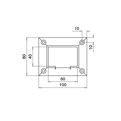 Q-railing Porankio ant stiklo 60x40 laikiklis prie sienos (flange) MOD 6545 ner. plien. AISI316 šlifuotas pav.