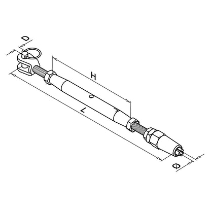 Q-railing troso įtempėjas MOD 7250 Ø6 mm trosas, ner. plien. AISI316, šlifuotas pav.