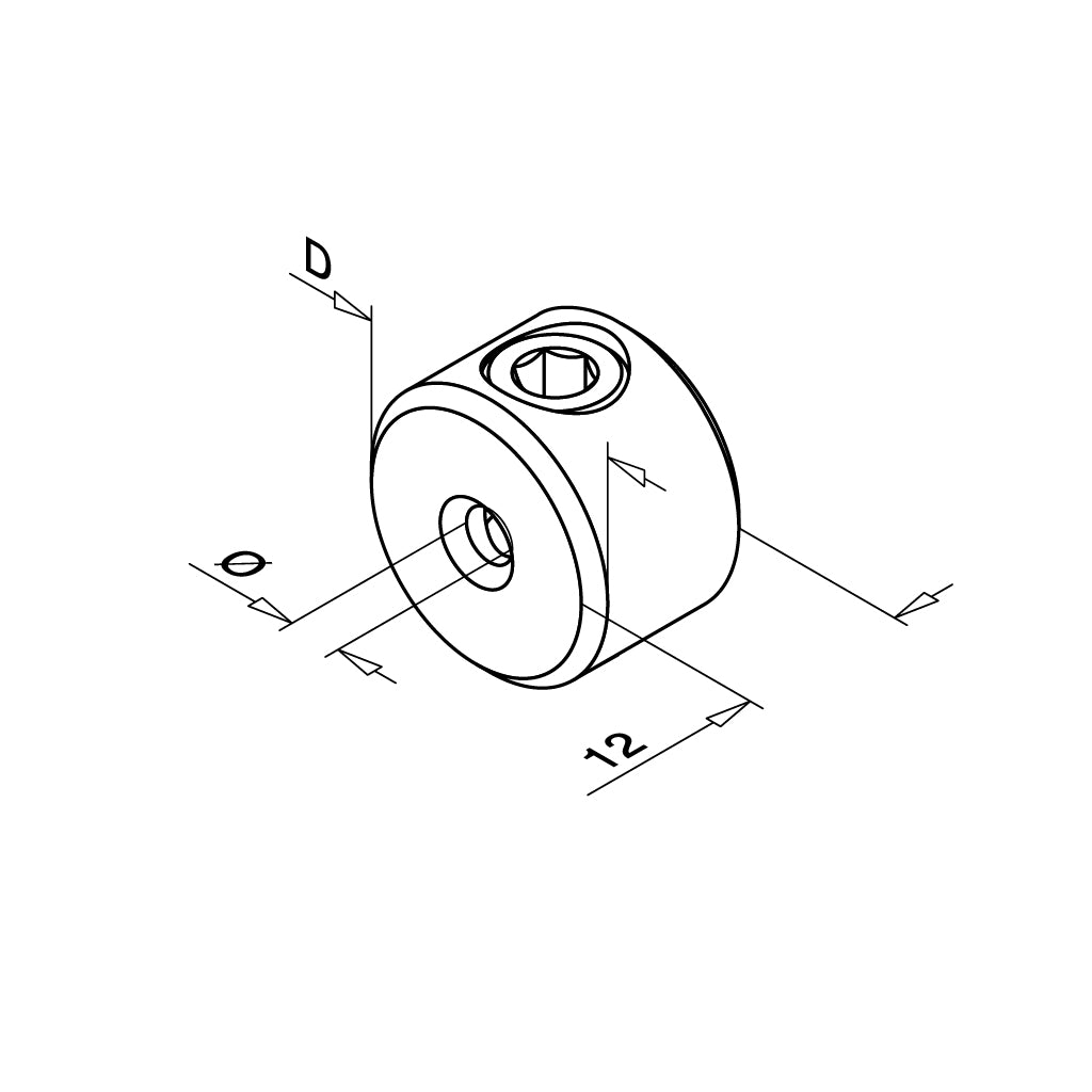 Q-railing troso laikiklis (cable stopper) MOD 7400 Ø3.2-4 mm trosas, ner. plien. AISI316, šlifuotas pav.
