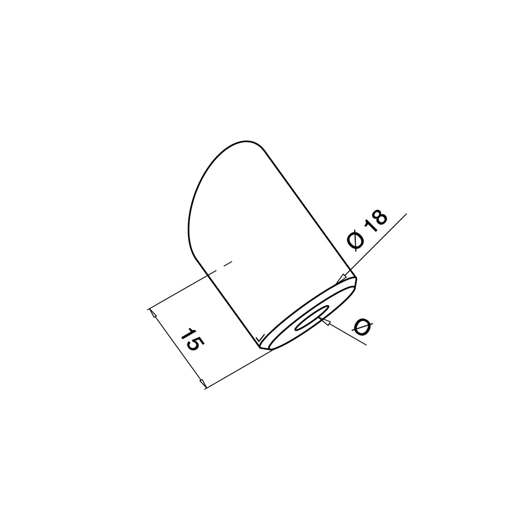 Q-railing Ø3.2-4mm troso laikiklis +-35° MOD 7401 tiesiam vamzdžiui, trosui einančiam aukštyn, ner. plien. AISI316, šlifuotas pav.
