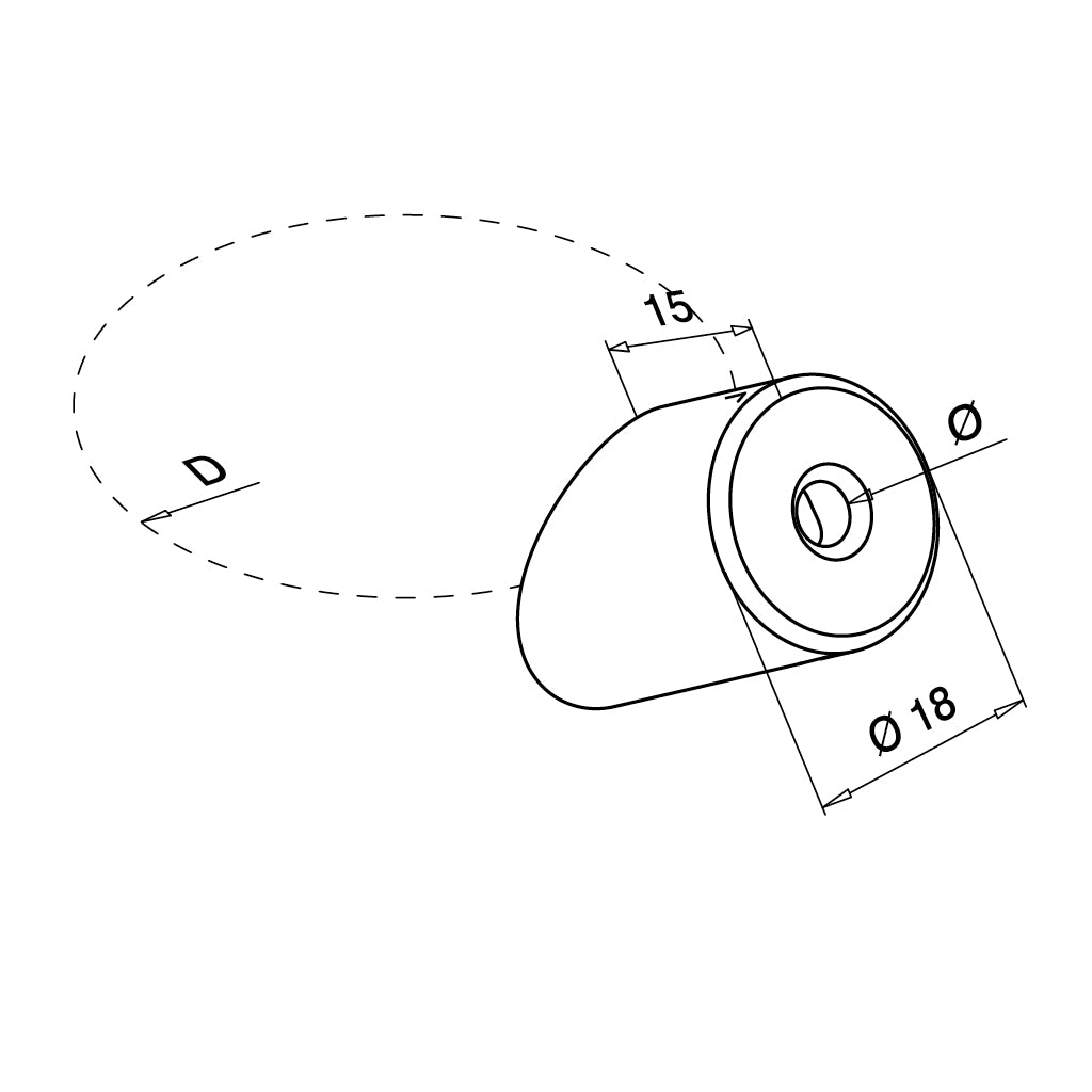 Q-railing Ø3.2-4mm troso laikiklis +-35° MOD 7401 Ø42.4 mm vamzdžiui, trosui einančiam aukštyn, ner. plien. AISI316, šlifuotas pav.