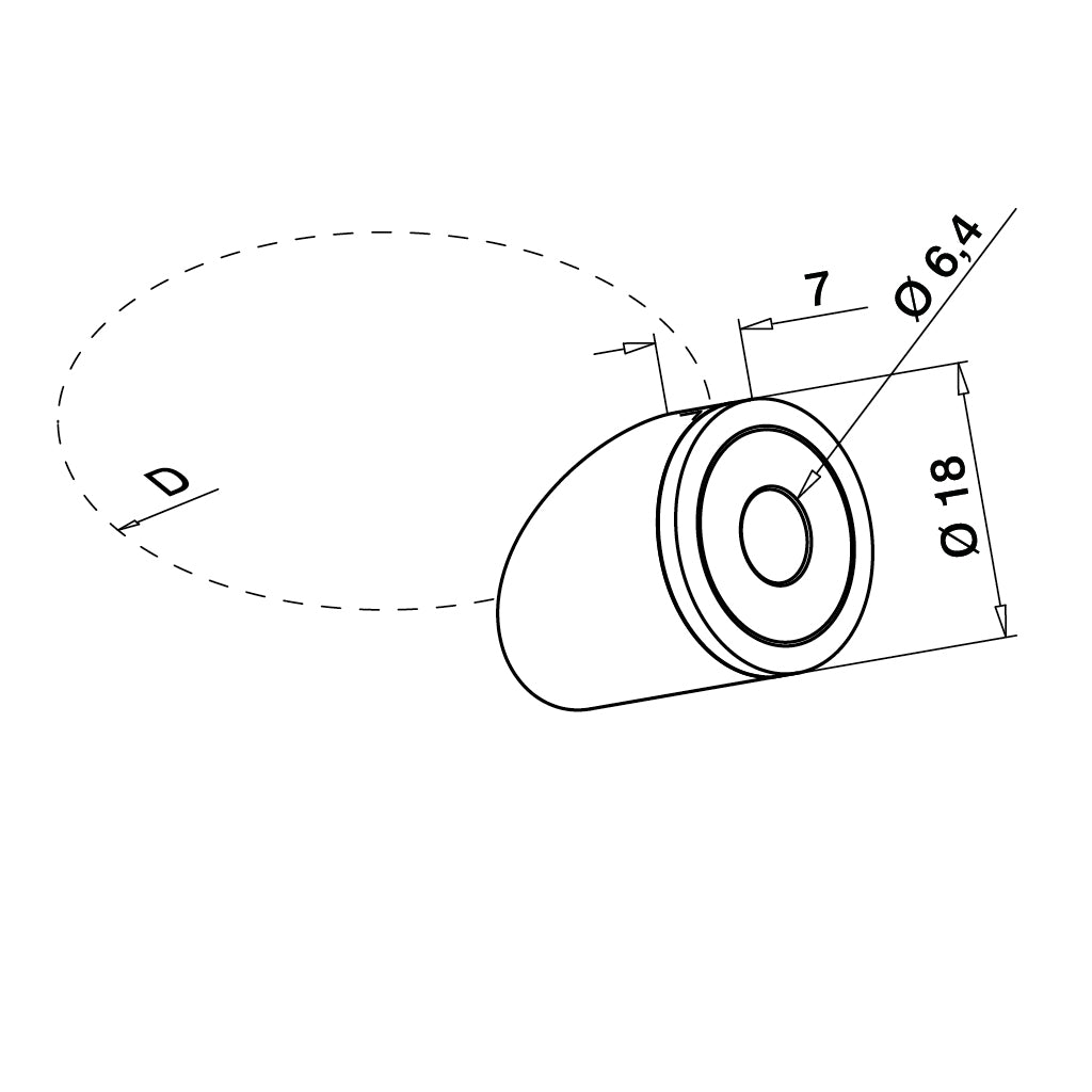 Q-railing troso laikiklis viršutinis/apatinis Ø3.2-4 mm, 35°, MOD 7403, 304; 137403-000 Ø42.4 mm vamzdžiui, trosui einančiam žemyn, ner. plien. AISI316, šlifuotas pav.