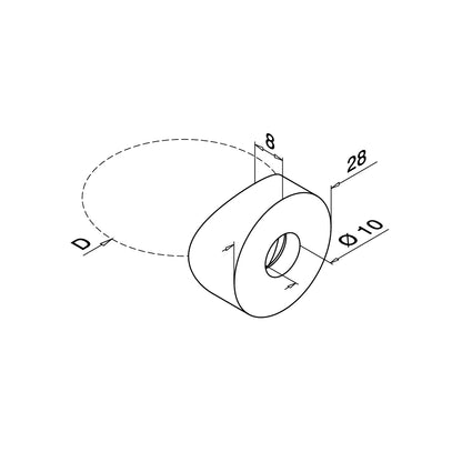 Q-railing Easy Q-web tinklo adpateris MOD 7723 Ø42.4 mm vamzdžiui, ner. plien. AISI316, šlifuotas pav.