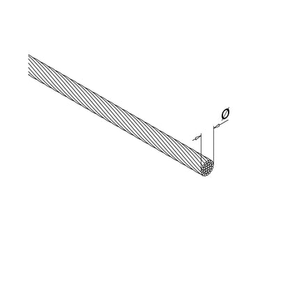 Q-railing trosas Ø6 mm (7x19) MOD 7900 Ø6 mm, ilgis: 10 m, ner. plien. AISI316, šlifuotas pav.