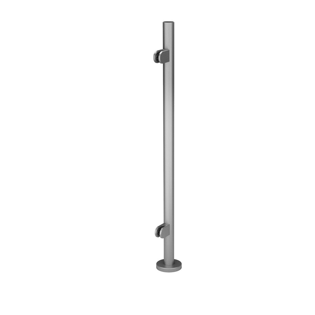 Q-railing paruoštas turėklo stovas Ø42,4×2 mm H=989 mm (stiklo laikikliai iš vienos pusės) MOD 9921 ner. plienas AISI 316, šlifuotas paviršius