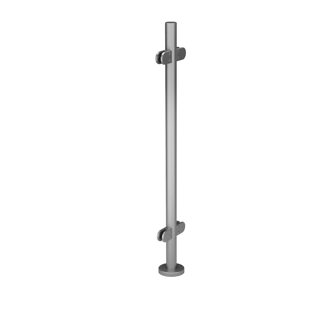 Q-railing paruoštas turėklo stovas Ø42,4×2 mm H=989 mm (stiklo laikikliai iš abiejų pusių) MOD 9921 ner. plienas AISI 316, šlifuotas paviršius