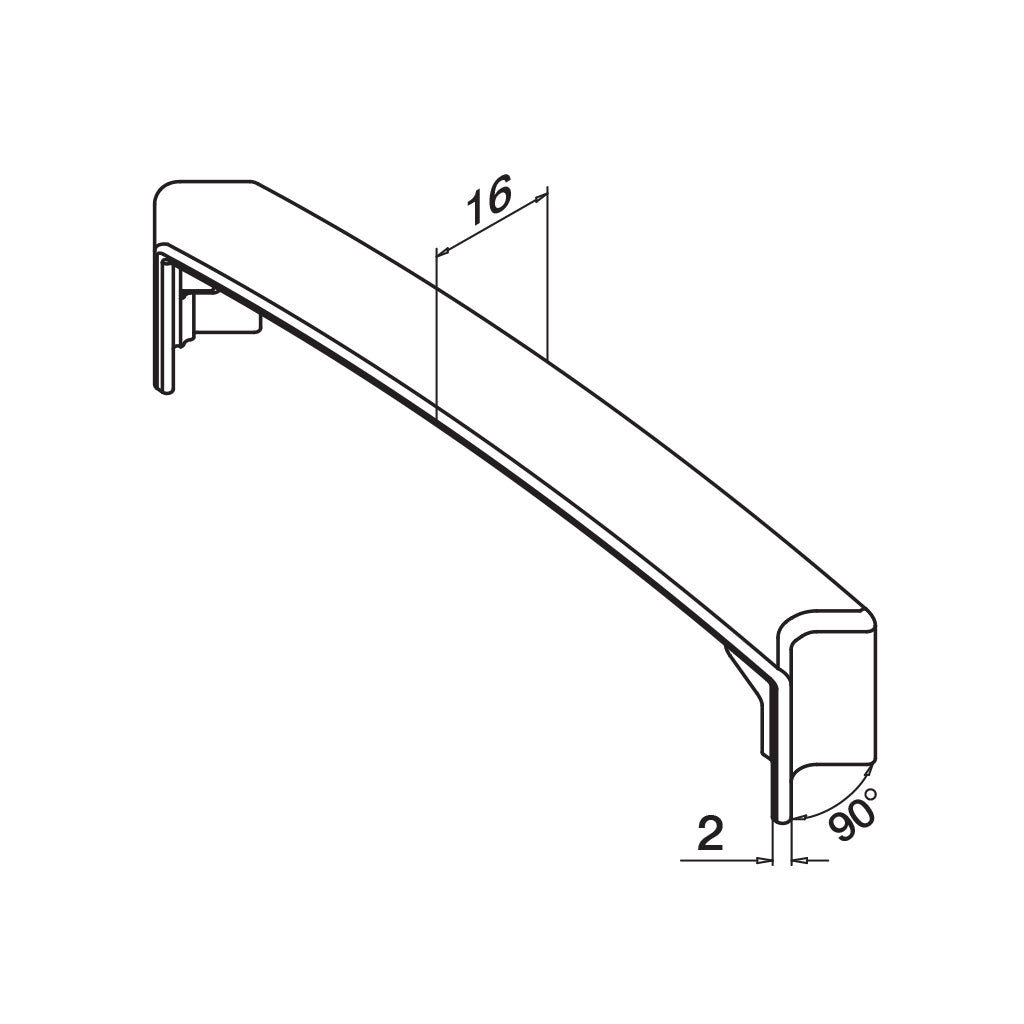 Q-railing porankio uždengimo aklė 90° horizontali EASY ALU MOD 5314 aliuminis, juoda RAL 9005