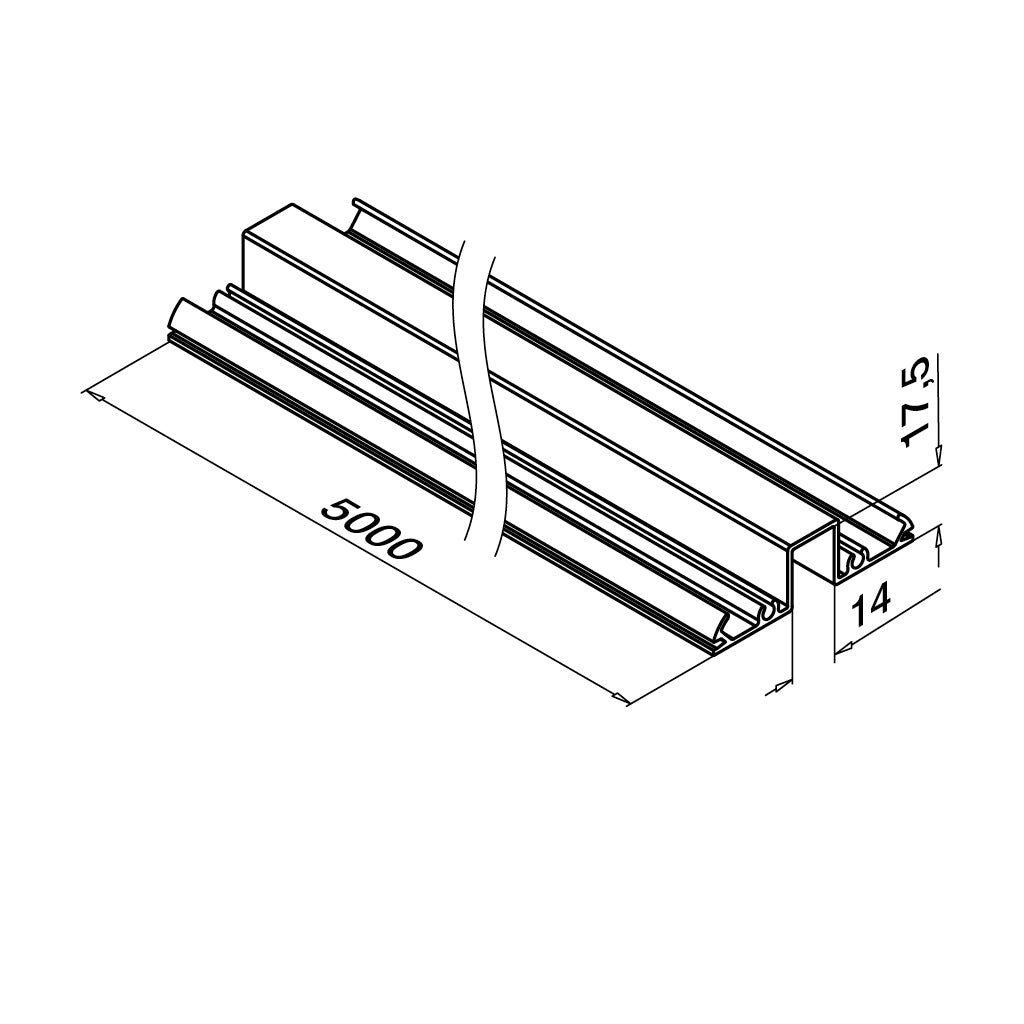 Q-railing stiklo profilis viršutinis EASY ALU 67x19 mm 5000 mm MOD 5951 anod. aliuminis, ner. plieno išvaizda (brushed, anodised)