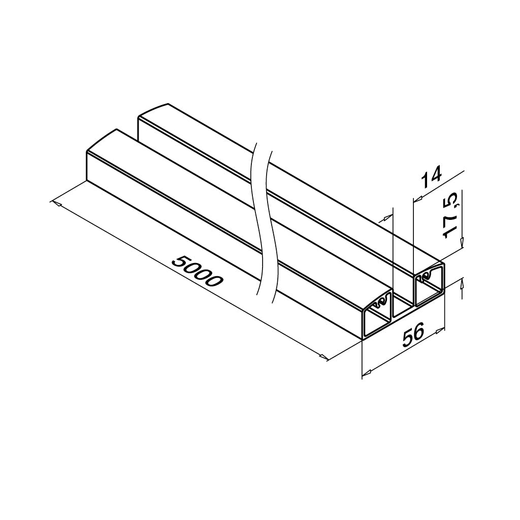 Q-railing EASY ALU Stiklo bėgis apatinis MOD 5952 165952-050-33