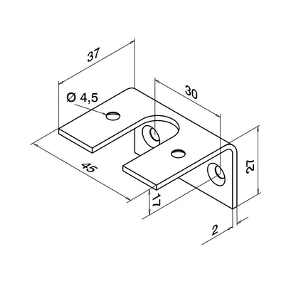 Q-railing EASY ALU Stiklo bėgio adapteris MOD 5960 165960-33