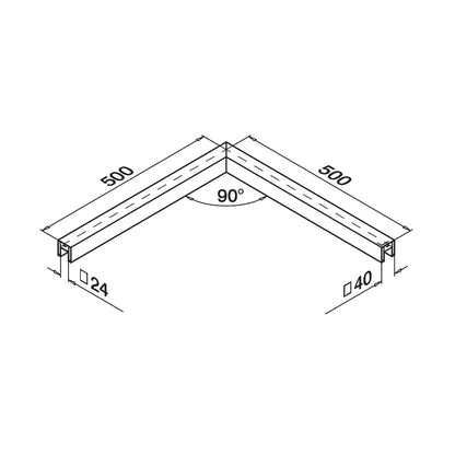 Q-railing Porankio ant stiklo 40x40 kampas 90° MOD 6324 anod. aliuminis, ner. plieno išvaizda (brushed anodised)