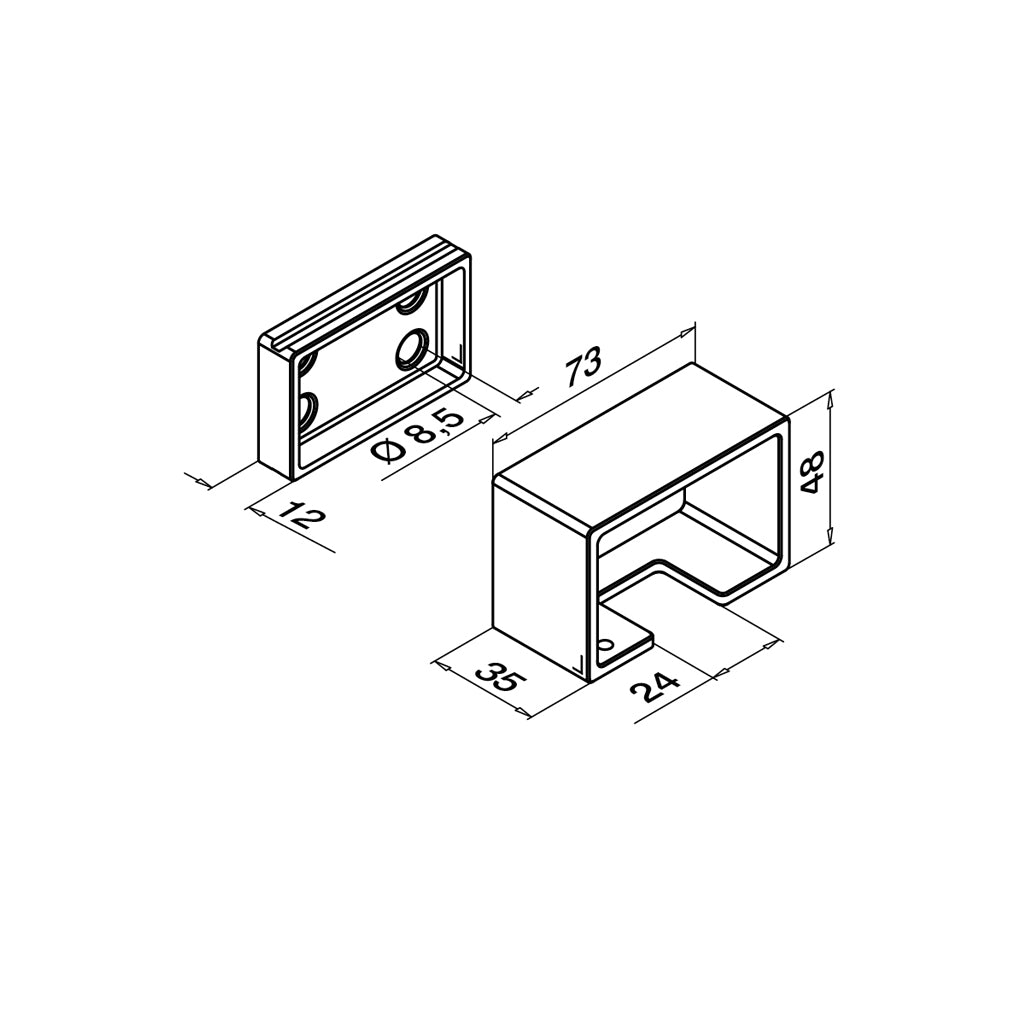 Q-railing Q-LIGHTS Sieninis vamzdžio galo tvirtinimas MOD 6545 anoduotas aliuminis, ner. plieno išvaizda (brushed, anodised)