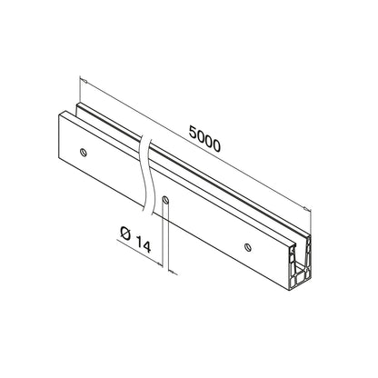 Q-railing EASY GLASS UP Fascia Mount profilis MOD 6620 L=5000 mm, aliuminis, be paviršiaus apdirbimo, with holes