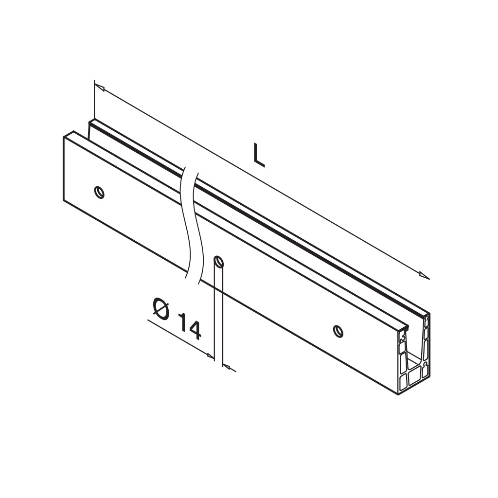 Q-railing EASY GLASS UP Fascia Mount profilis MOD 6620 L=5000 mm, ner. plieno išvaizda (brushed, anodised)