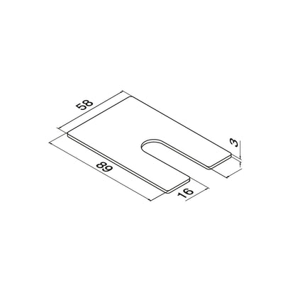 Q-railing EASY GLASS UP Fascia Mount profilio tarpinės MOD 6636 (shoe shims) storis: 3 mm
