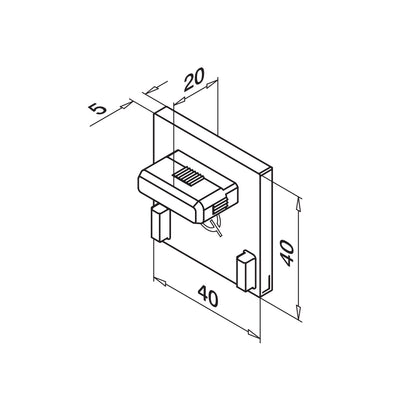 Q-railing Porankio ant stiklo 40x40 aklė MOD 6734 aliuminis, be paviršiaus apdirbimo