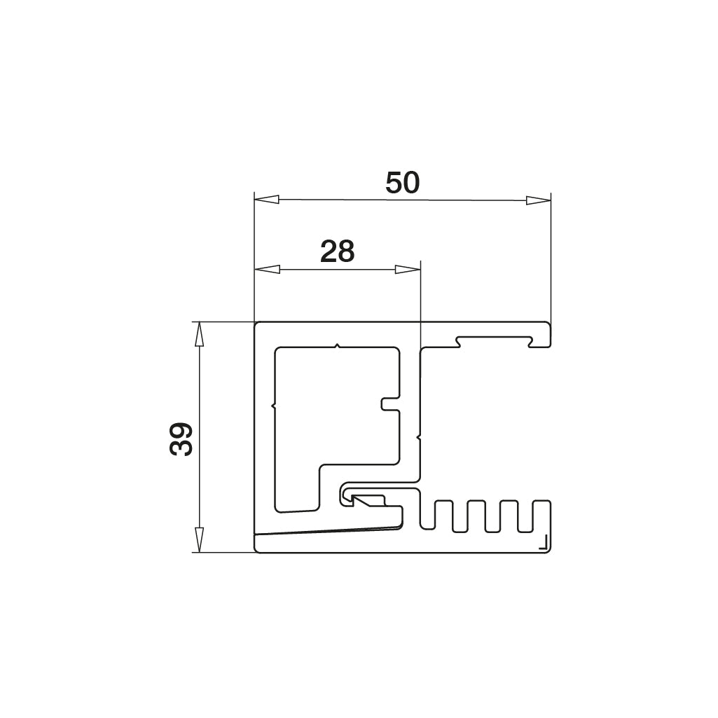 Q-railing Prancūziško balkono profiliai View (be skylių) MOD 6830 ilgis: 5000 mm,aliuminis, pav. be apdirbimo (mill finish)