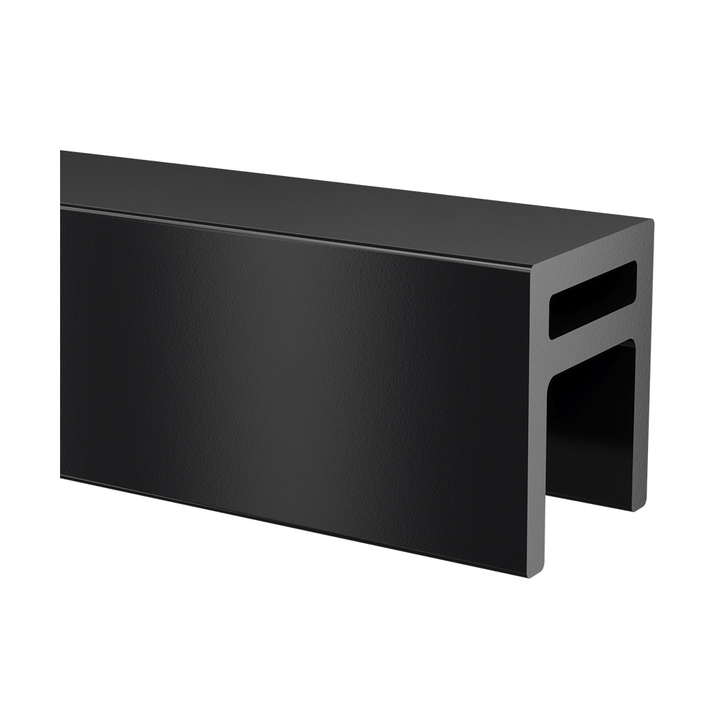 Q-railing EASY GLASS HYBRID porankis ant stiklo 33x39 MOD 6911 aliuminis, pav. juodas (RAL 9005, textured surface, single layer)