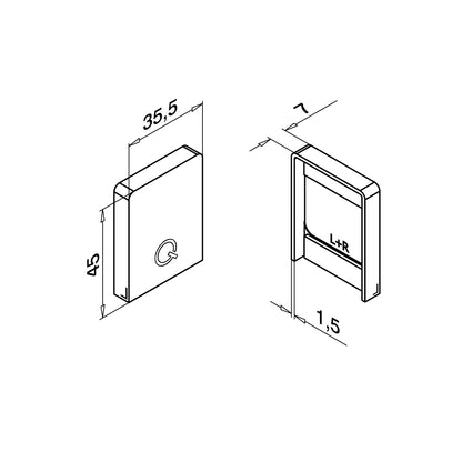 Q-railing EASY GLASS HYBRID Top Mount profilio aklė MOD 6912 tinka kairei ir dešinei pusėms, ner. plieno išvaizda (brushed, anodised)
