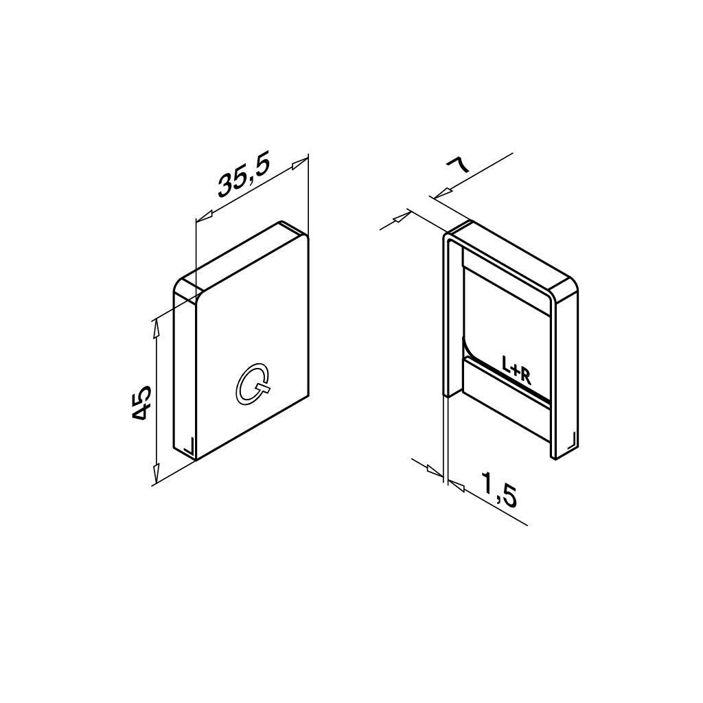 Q-railing EASY GLASS HYBRID Top Mount profilio aklė MOD 6912 tinka kairei ir dešinei pusėms, aliuminis, pav. juodas (RAL 9005, textured surface, single layer)