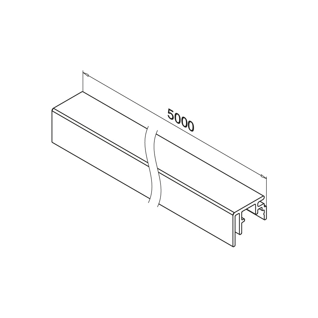 Q-railing EASY GLASS privedimo aliuminio profilis MOD 6970 U plotis: 3 mm, ilgis: 5000 mm, aliuminis, be paviršiaus apdirbimo