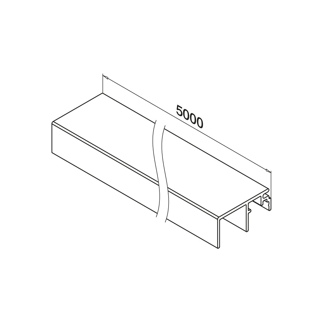 Q-railing EASY GLASS privedimo aliuminio profilis MOD 6970 U plotis: 20 mm, ilgis: 5000 mm, aliuminis, be paviršiaus apdirbimo
